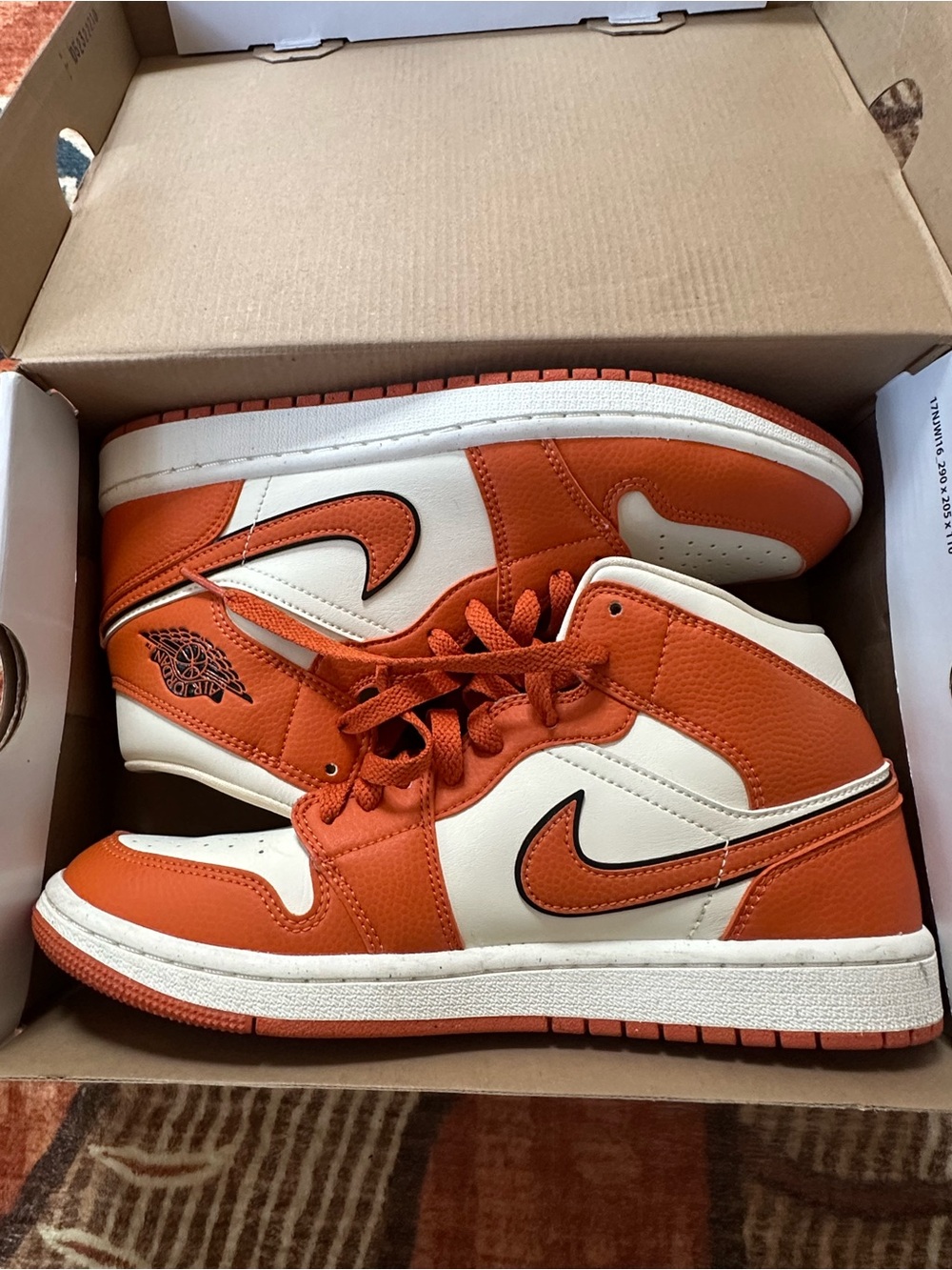 Nike Orange & White Air Jordan 1 Mid Sneakers